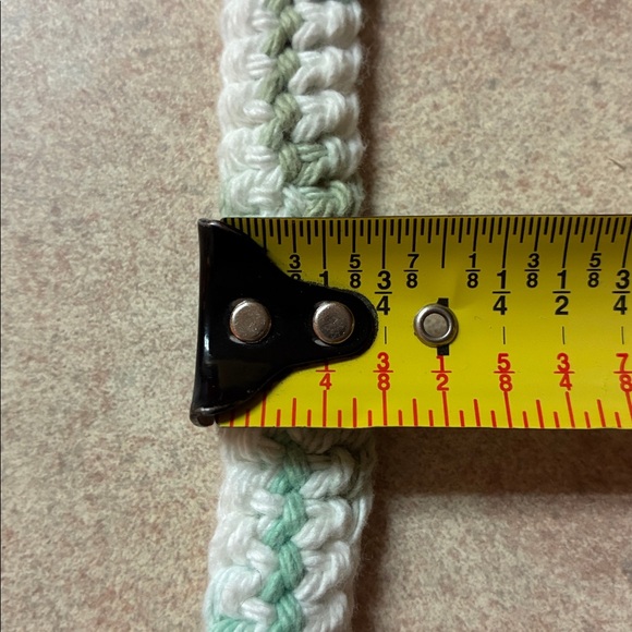 New Handcrafted Crochet Ivory With Blue/Pink/Green Crossbody Tote Bag - Picture 8 of 8